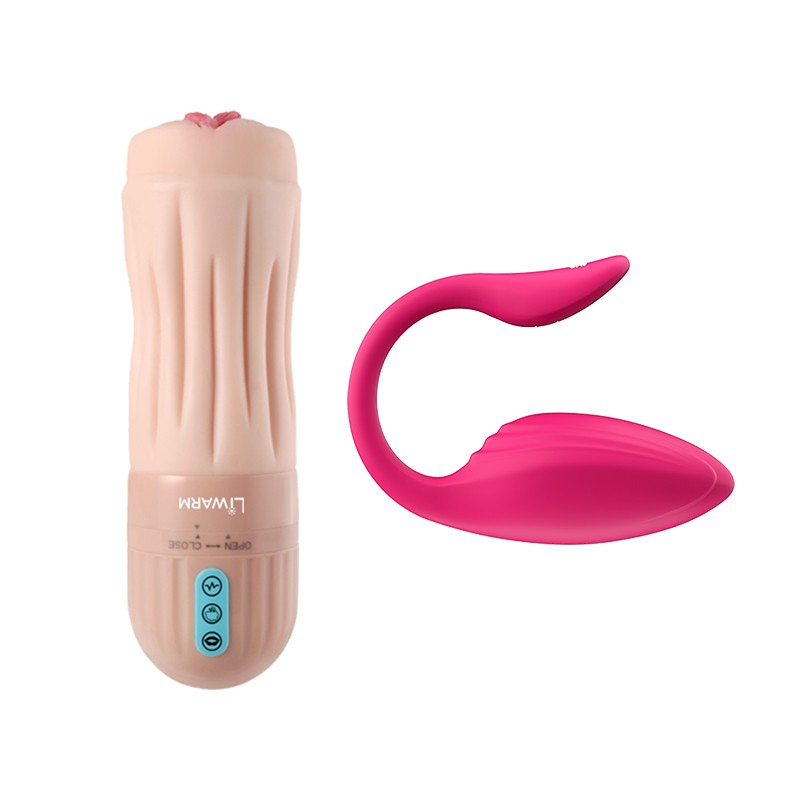 Realistic Vagina Masturbator for Men & Vibrating Egg with Dual G-Spot and U-Spot Stimulation for Women